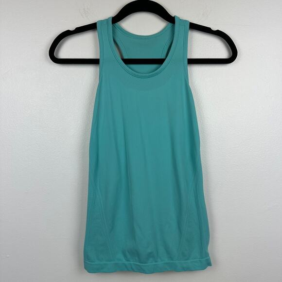 Athleta Womens Limitless Racerback Seamless Activewear Gym Teal Blue Tank Top - Picture 1 of 8